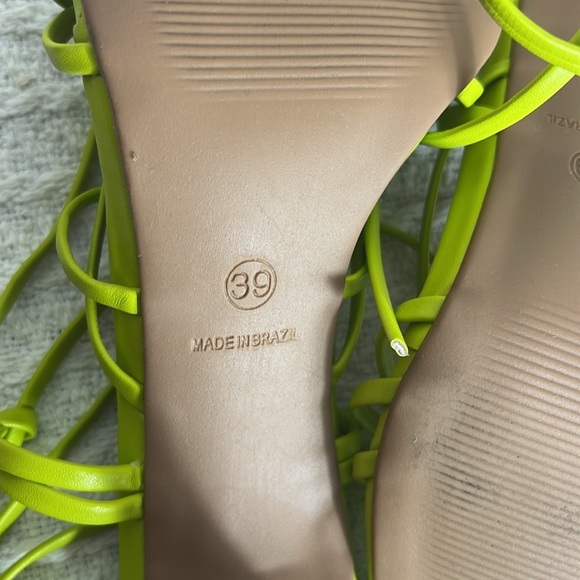 ASOS NAIROBI STAPPY TIE LEG HIGH HEELED SANDLES IN GREEN - Picture 7 of 8